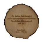 Baumscheibe mit text